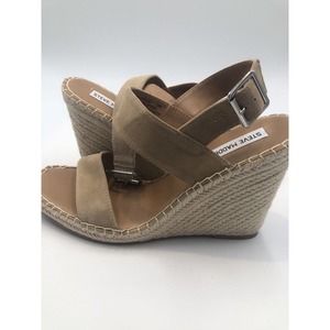 Steve‎ Madden URI Espadrille Wedge Sandal in Tan Suede Size 10 Women New Comfort